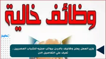 وزير العمل يعلن وظائف بالأردن برواتب مجزية للشباب المصريين.. تعرف على التفاصيل الآن